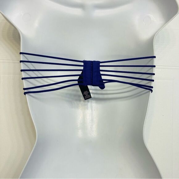 Victoria's Secret UnlinedBandeau Bra Underwired Strapless Caged Back Sz 34C Blue - Picture 4 of 10